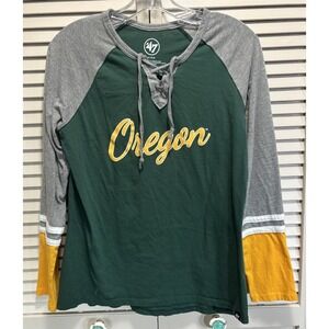 47 Oregon Ducks Reglan Tee Logo Lace Up V Neck Size M Football